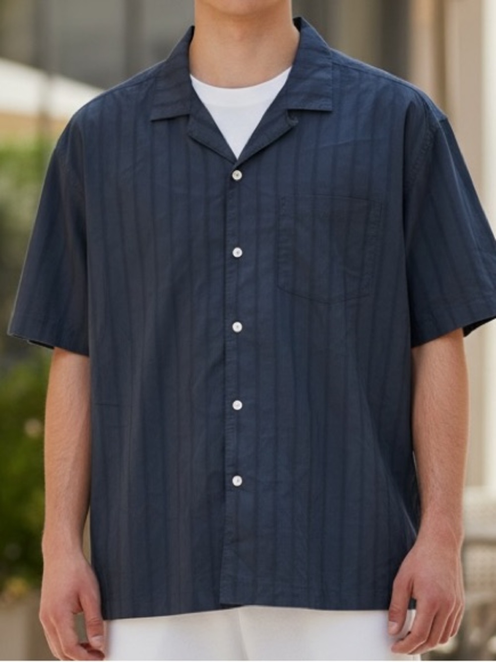 Goodfellow & Co Navy Short-Sleeve Button-Down Shirt
